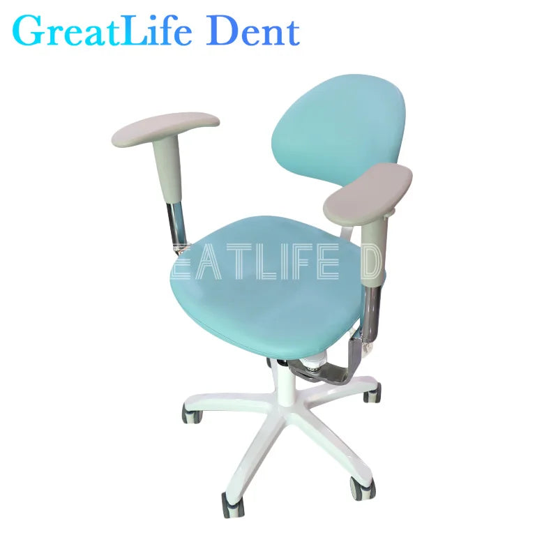 GreatLife Dental Stool Armrest Medical Ergonomic Pu Leather Seat Doctor Lift Adjustable Back Rest Swivel Design Dentist Chair