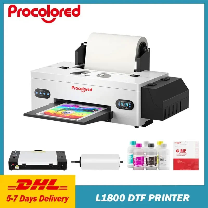 Procolored DTF Transfer Printer A3+ L1800 DTF Printer T Shirt Printing Machine With Curing Oven for Clothes Hoodies Jeans