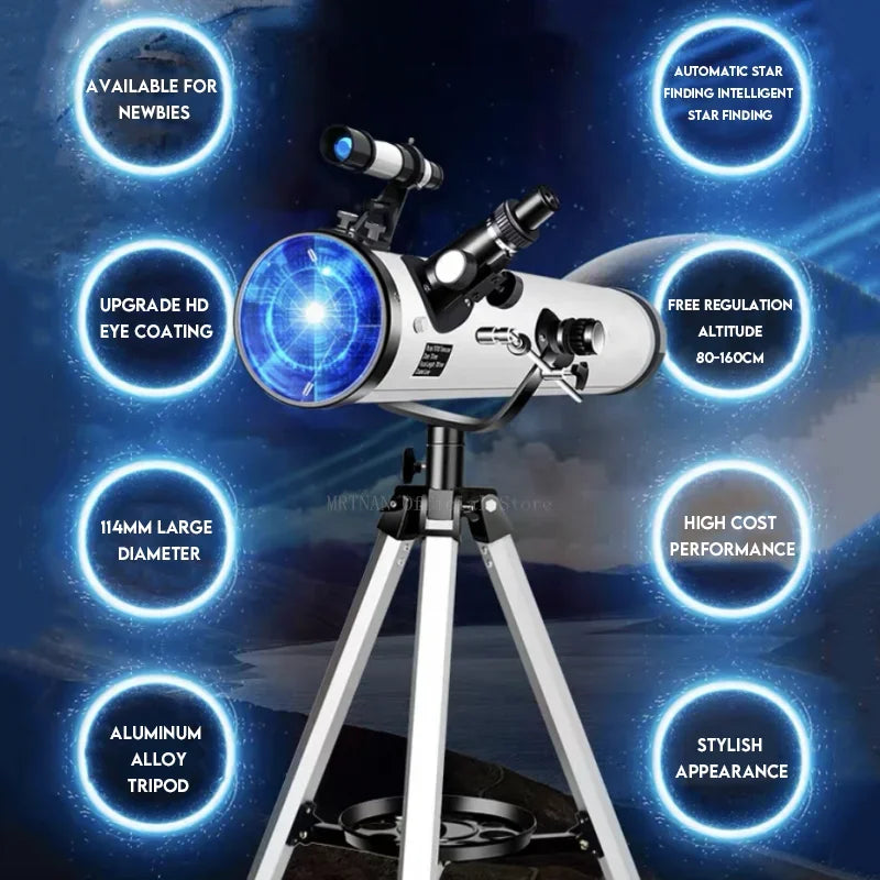 114MM Large Caliber Professional Astronomical Telescope 875X for Space Binoculars Support Take Photo Night Vision Moon