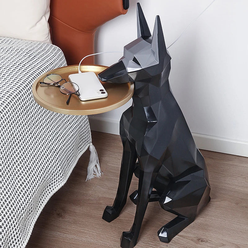 Nordic Home Decoration Doberman Dog Statue Large Animal Tray Sculpture Resin Crafts Extravagant Gift Living Room Porch Ornaments