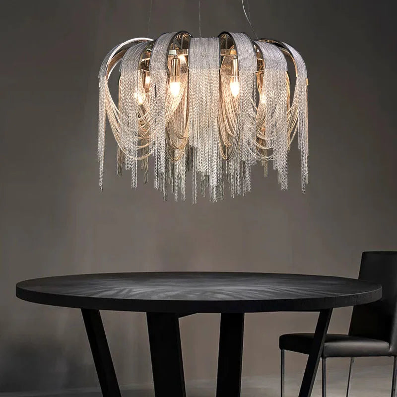 Modern  LED Fringed Pendant Lights E14 for Villa Living Room Restaurant Aisle Pendant Iron Art Aluminum Industrial Pendant Light