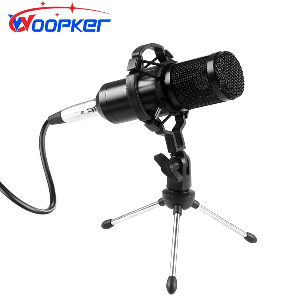 Woopker Professional Condenser Microphone BM 800 Mic Kit with Shock Mount and Tripod BM800 Set for Studio Recording Broadcasting