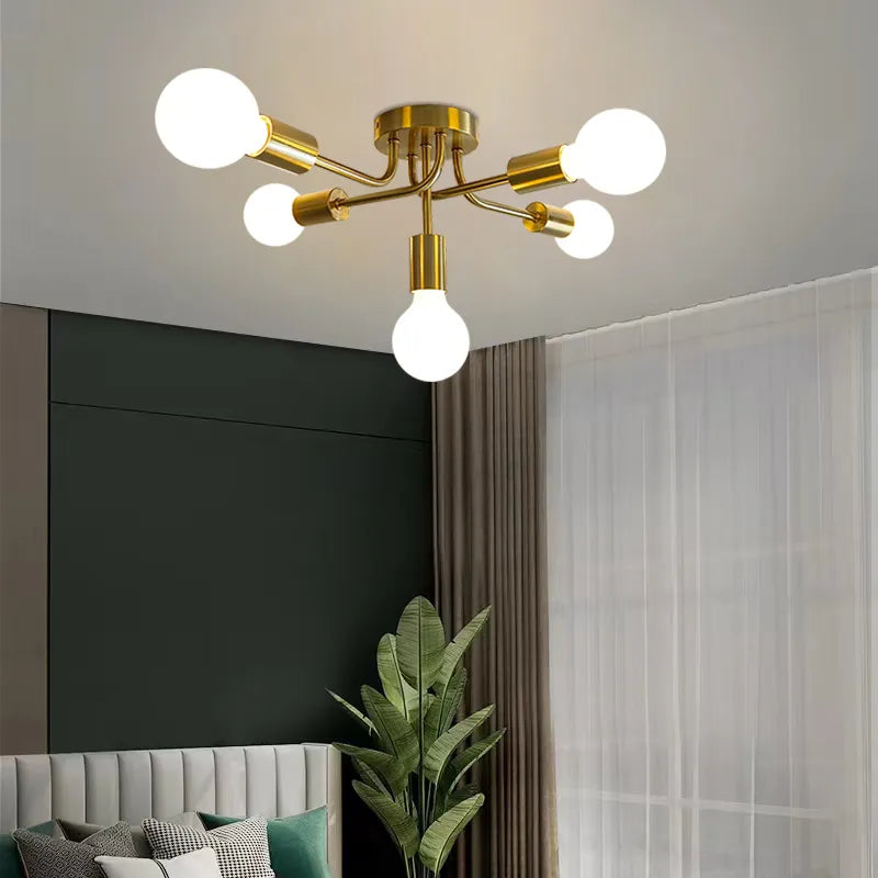 Brass Ceiling Lights simple Restaurant Bedroom Ceiling Lamp Modern Home Decor Living Room Kitchen Light Fixture E27