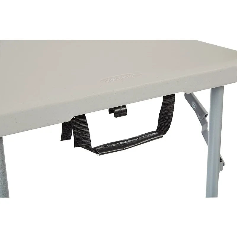 Office Star Resin Multipurpose Rectangle Table Height Adjustable, Center Folding Table, Light Gray Camping Equipment