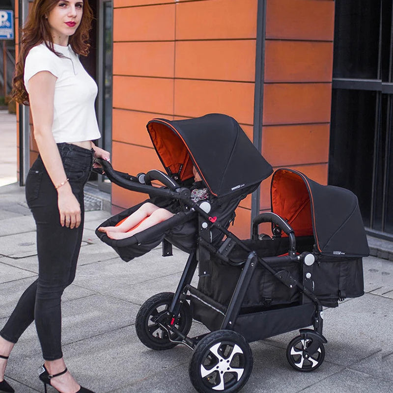 2024 New twin stroller,baby stroller,folding stroller Twins baby carriage,Double Seat stroller travel pushchair high landscape