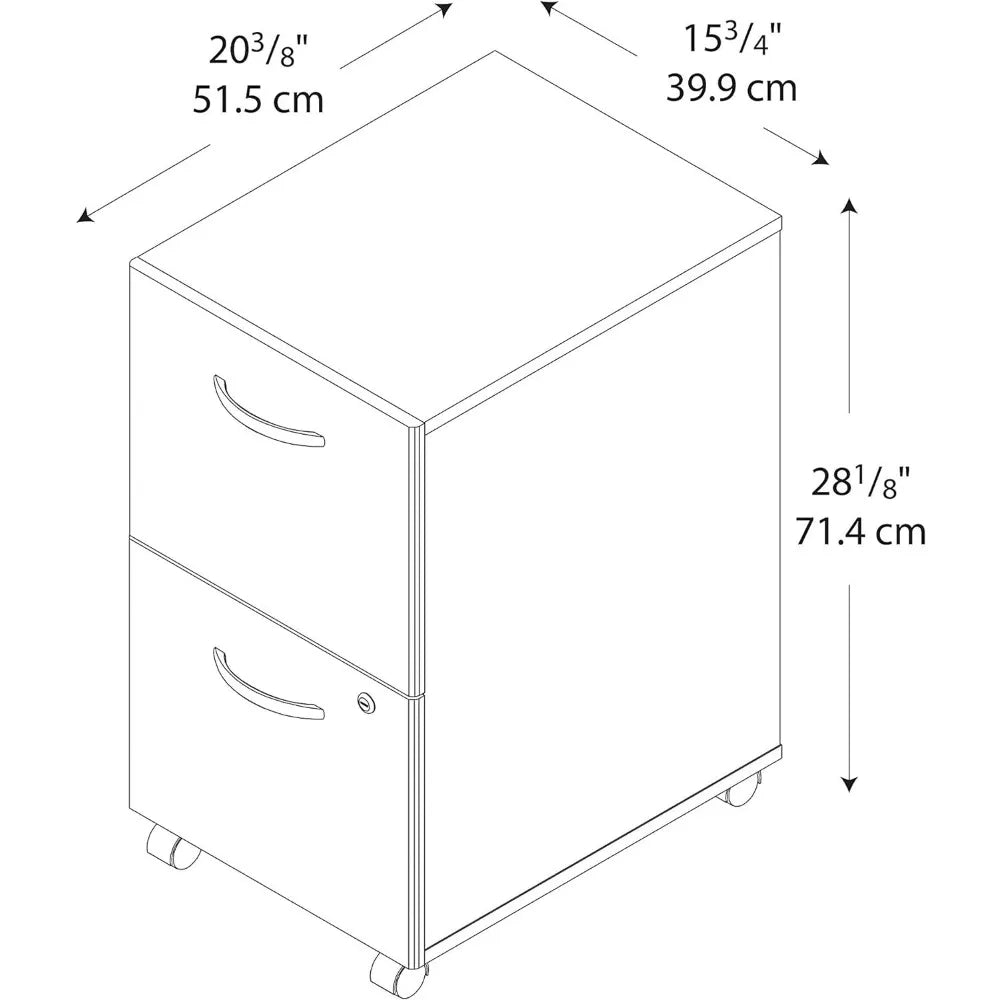 2 Drawer Rolling File Cabinet in Hansen Cherry - Assembled Office Accessories Filing Cabinets Furniture