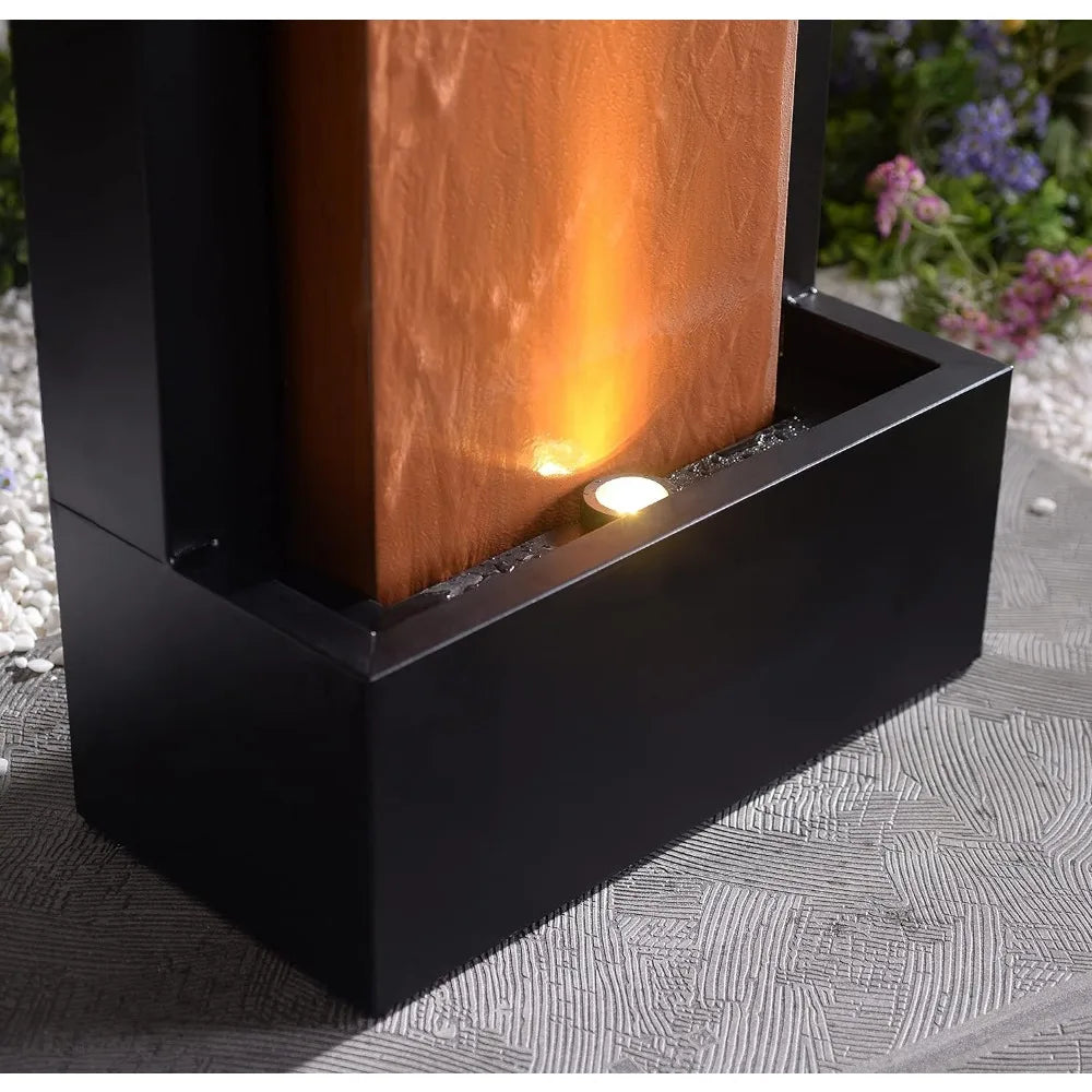 Water Fountain Decoration Andora Floor Fountain With Rust and Matte Black Finish Modern Style 19.75