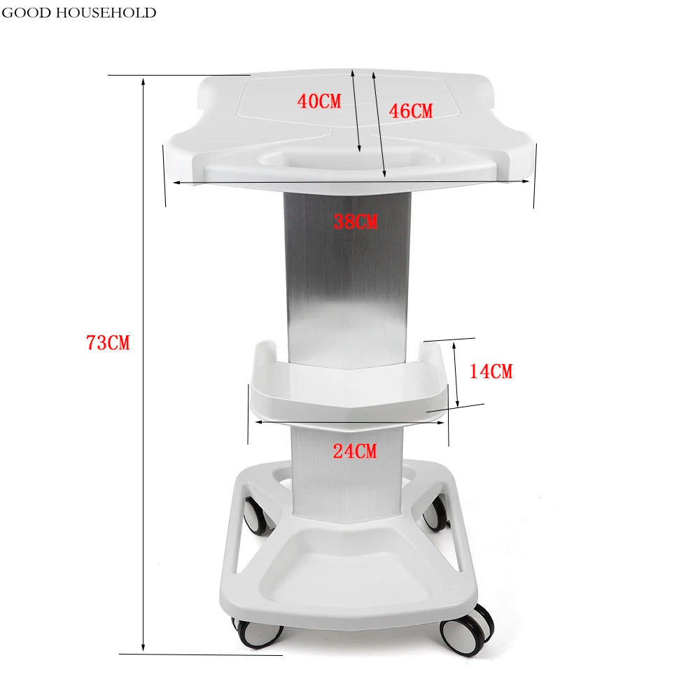 3 Tiers Mobile Roller Medical Trolley Stand Beauty Machine Stand Cart W/ 4 Wheels