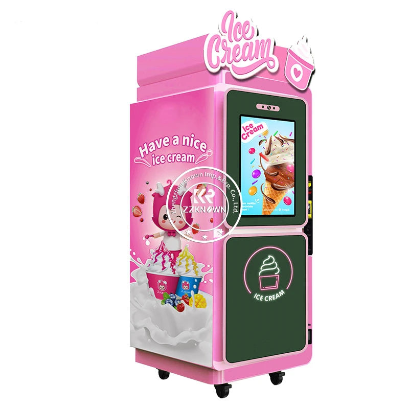 Latest Business Model Roll Ice Cream Machine For Amusement Park, Zoo, Subway Station Automatic Ice Cream Vending Machine