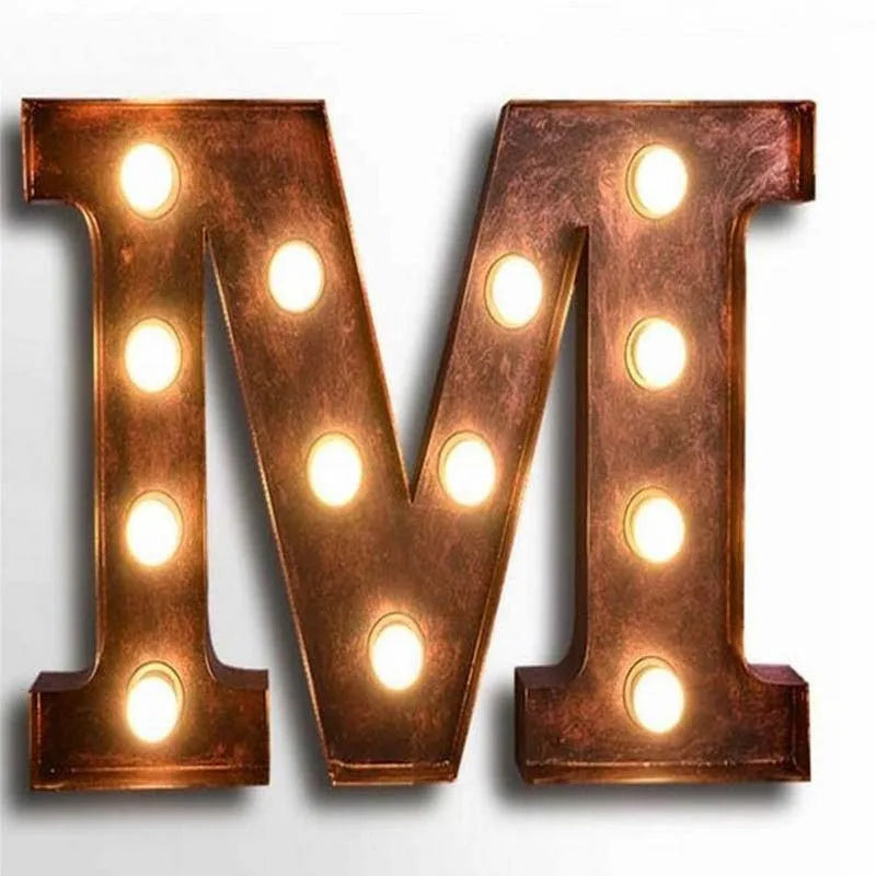 SGROW Vintage Art Deco Wall Lamp Letters M Lights Cafe Bar American Industrial Loft Metal Letter Light Luz de pared Lampara