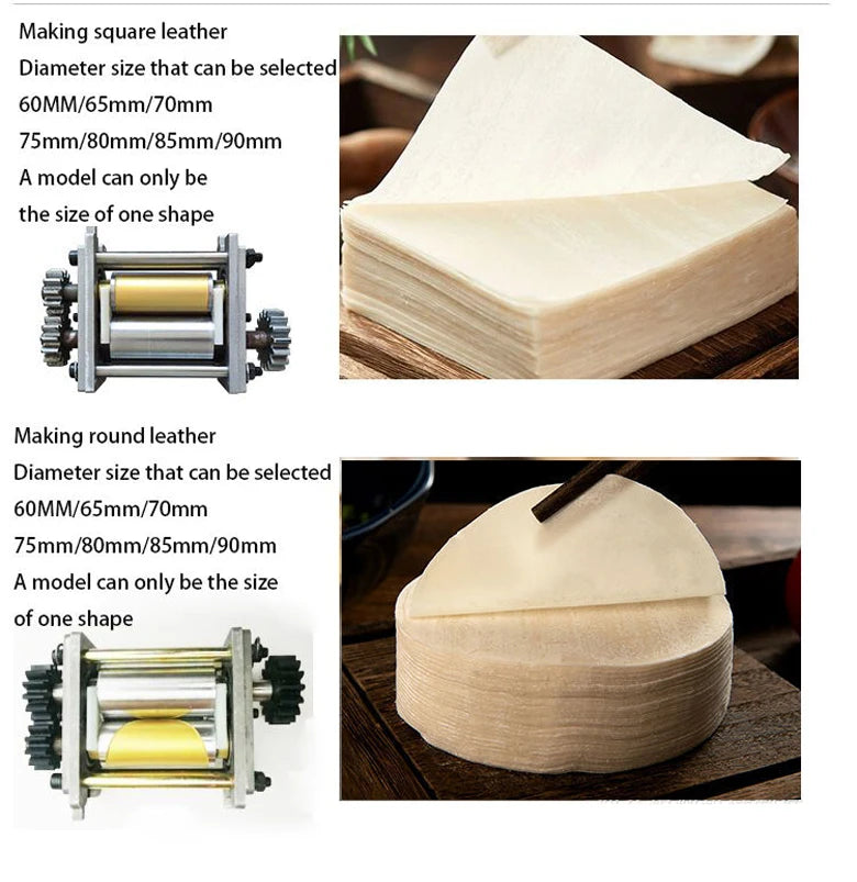 Wonton Pi making machineDumpling Wrapper Maker Automatic Gyoza Skin Commercial home Round moulding Machine Ravioli Square Skin