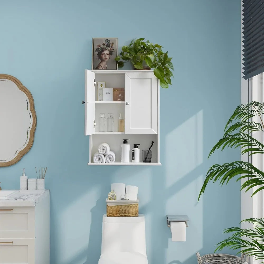 White Bathroom Wall Cabinet The Storage Cabinet , Wood Medicine Cabinets Wall Mounted Bathroom Cabinet with Doors , Laundry Room