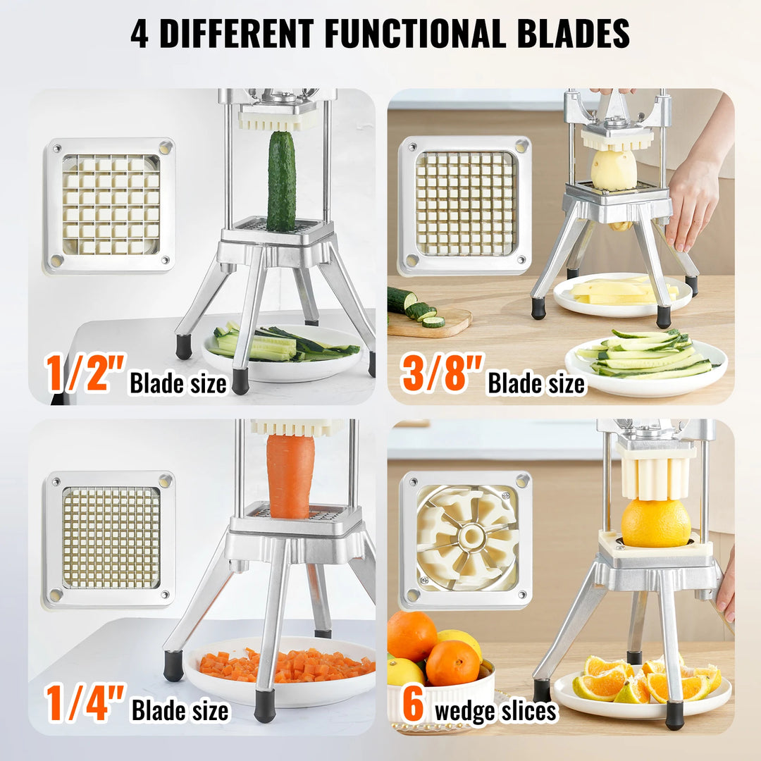 VEVOR Commercial Vegetable Fruit Dicer Cutter Potato Slicer Chopper 4 Blades & Tray Manual Cutting Machine home appliance