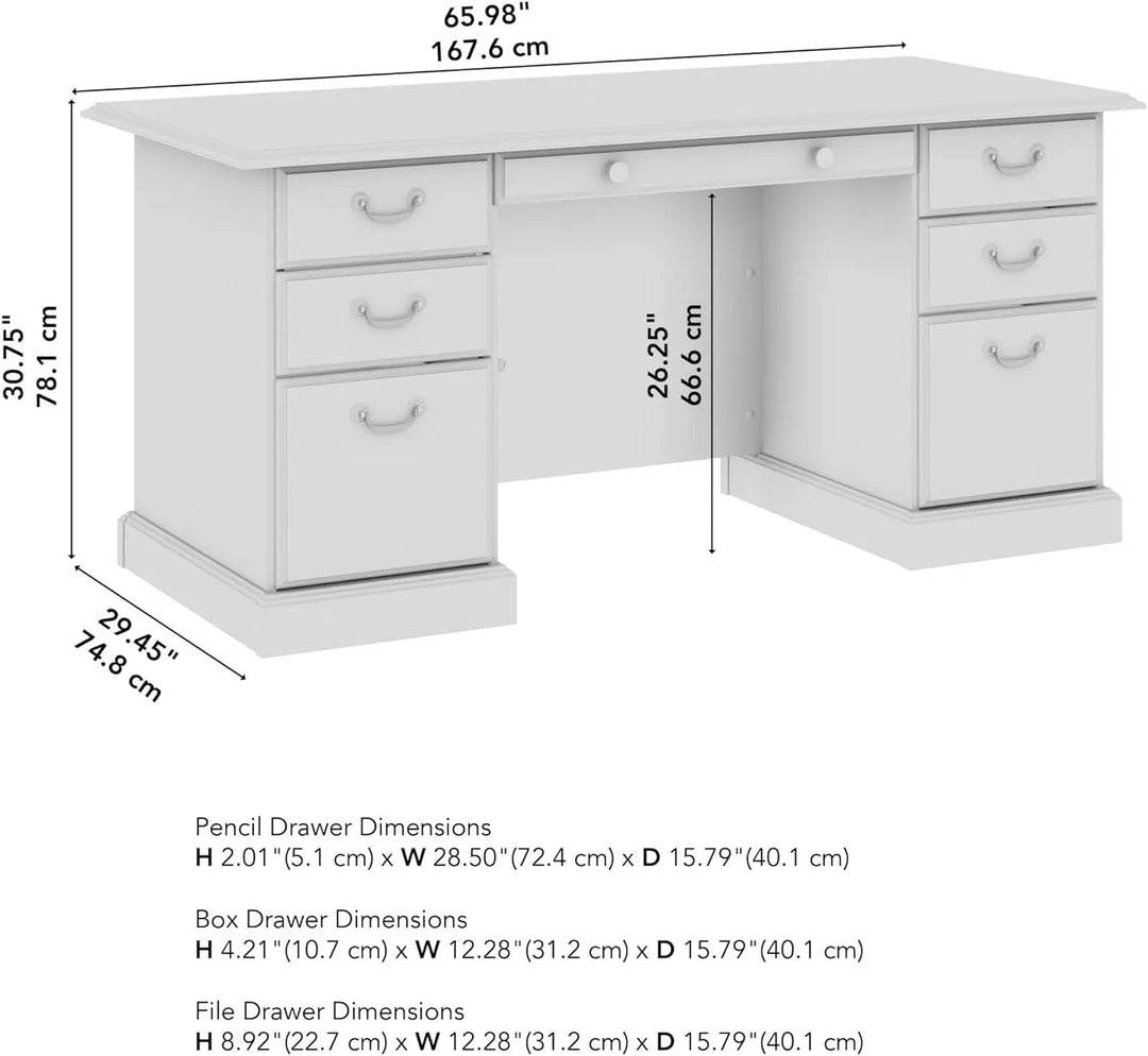 Home by Bush Furniture Bennington Executive Desk, Harvest Cherry