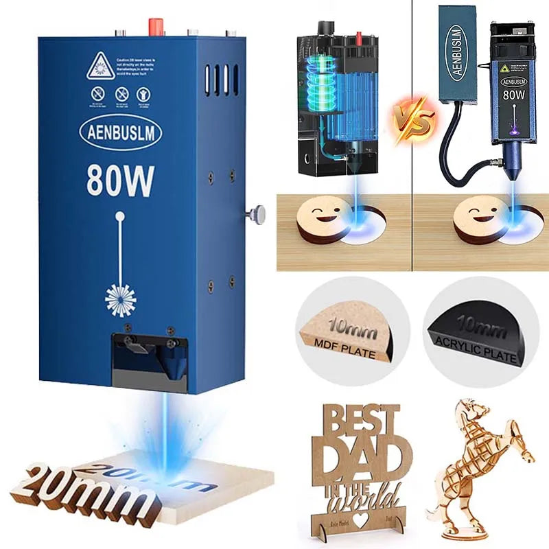 AENBUSLM 80W Laser Engraving Head with Built-in Air Pump 450nm Blue Light Laser Module CNC Woodworking Laser Cutting Machine DIY