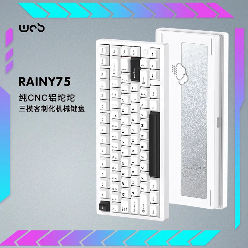 Wob Rainy 75 Mechanical Keyboard Aluminum Bluetooth Gamer Wireless Keyboards Cnc Keyboard Gasket Hot Swap Rgb Backlight Gift