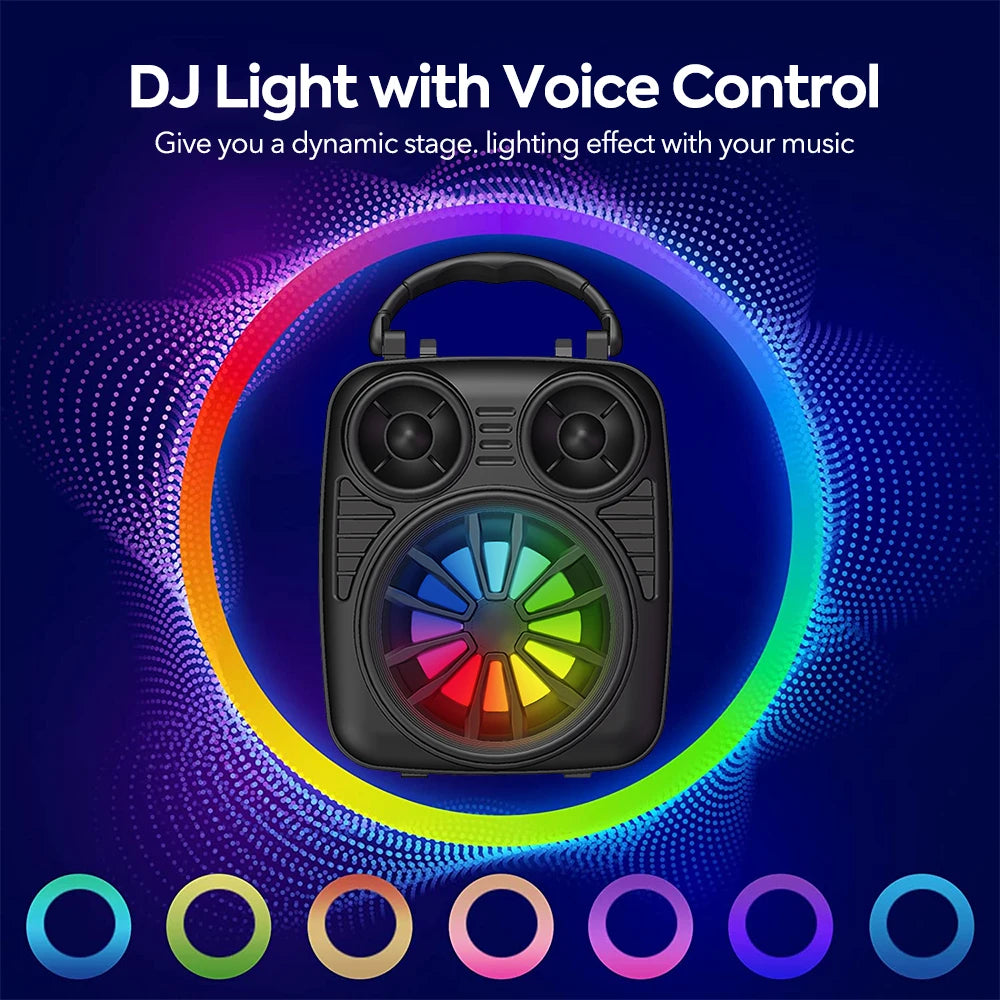 Vtin Fashion Karaoke Microphone Speaker Bluetooth 5.0 Subwoofer Speaker with Colorful Lights&TWS Function Long-lasting Playtime