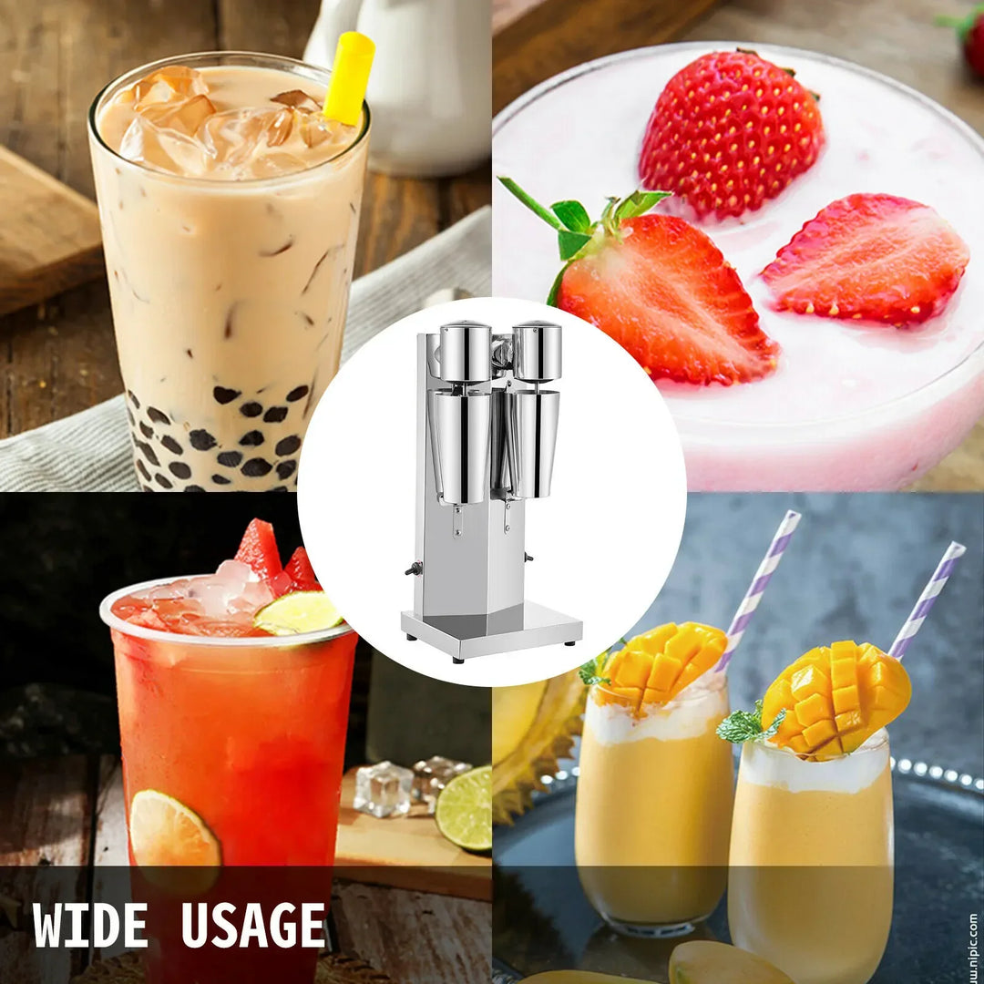 VEVOR Milk Shake Machine 800ML Commercial Auto Double Cups Milkshaker Stainless Steel Shaking Maker Bubble Boba Tea Drink Mixer