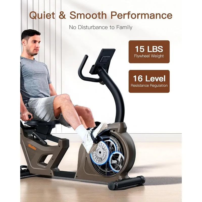 Indoor Recumbent Exercise Bike Workout Equipment for Home Gym 400LBS Weight Capacity