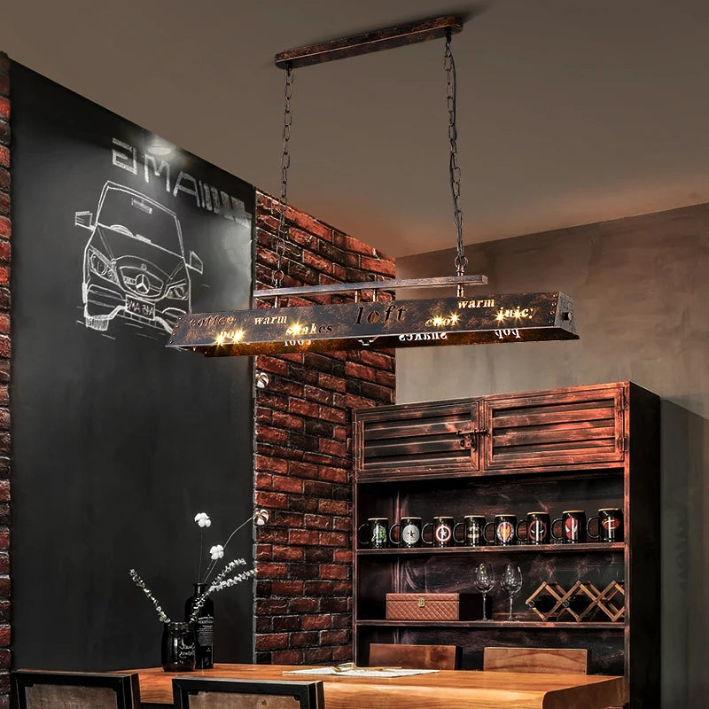 Industrial style metal restaurant hot pot barbecue shop bar retro nostalgic iron art front desk pendant lamp