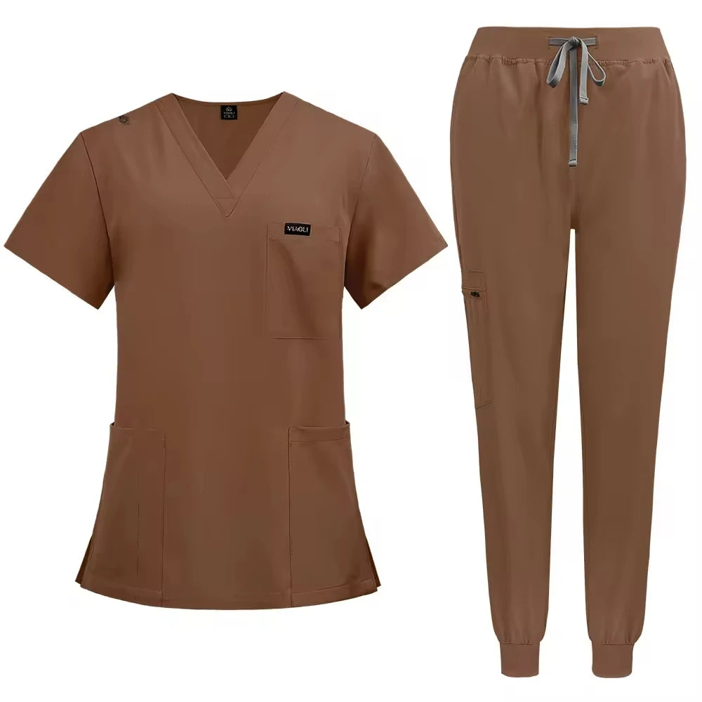 Wholesale Breathable Stretchable Medical Scrubs Hospital Beauty Salon Vet Clothes Medical Wear V Neck Custom Scrubs