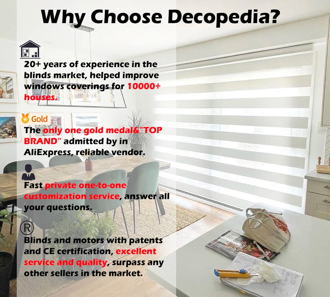 Decopedia Customize Zebra Blinds Square Valance Window Blinds Day and Night Roller Shades Blackout for Home Windows Sliding Door