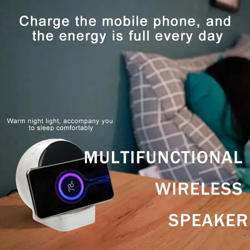 Wireless Bluetooth Speaker Multifunctional Compatible Wireless Charger And Lamp Speaker 3 In 1Bass Stero Sound Household Speaker