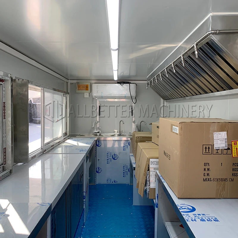 17ft Fast Food Van Trucks Mobile Kitchen Fast Food Dining Car Street Catering Bbq Food Trailer for Sale