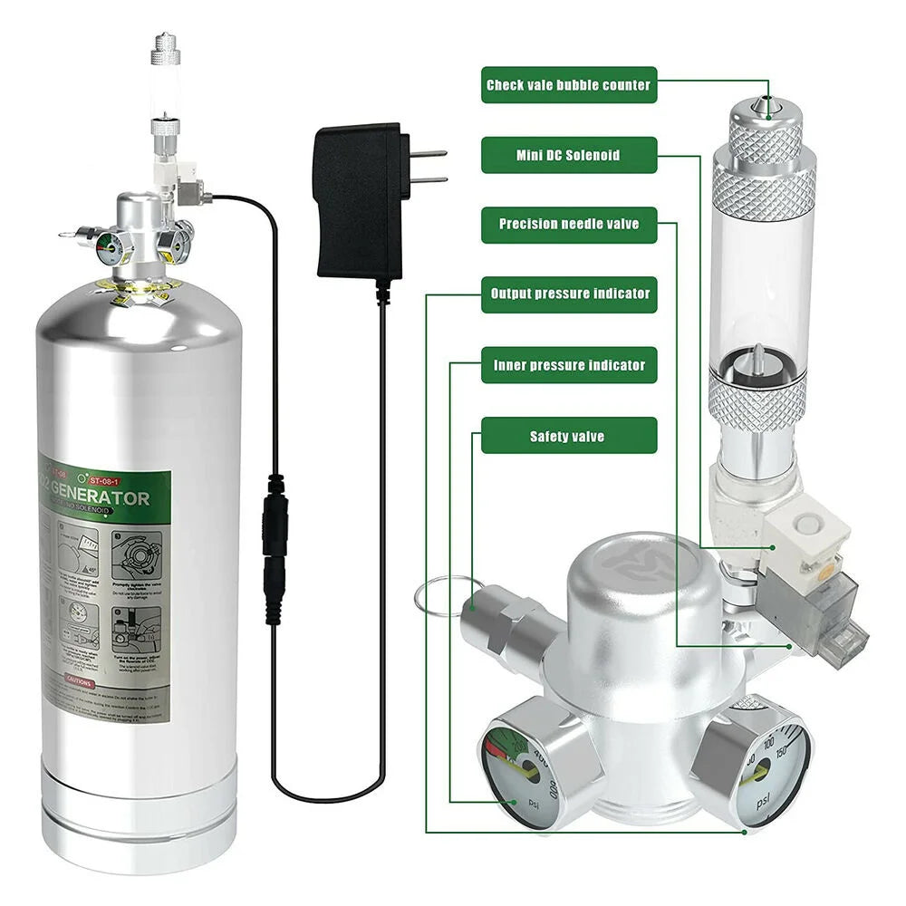 Aquarium 2.5/4L CO2 Generator Stainless Steel CO2 Cylinder Generator Reaction System Set Fish Tank CO2 Plant Breeding Equipment