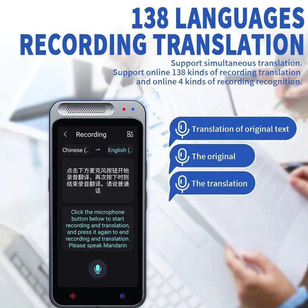 2024 New Z6 Portable Audio Translator 138 Language Smart Translator Offline in Real Time Smart Voice AI Voice Photo Hot Sale