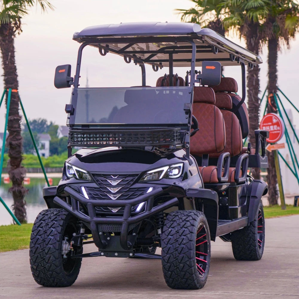 2023 Newest Lithium Battery Golf Car 48V Adults Scooter Solar Panels Powered 4 6 Seater Off Road Beach Buggy Electric Golf Cart