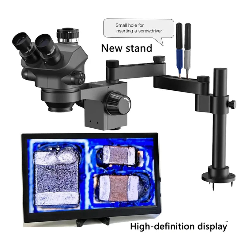 3.5-200X Simul-Focal Stereo Trinocular Microscope Set 4K 2K 1080P HDMI VGA USB TF Video Camera Clamp Folding Extension Type Base