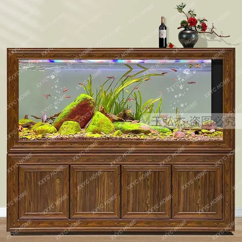 Chinese Fish Tank Living Room Screen Bottom Filter Large Dragon Fish Tank Lazy Change Water Ecological Aquarium