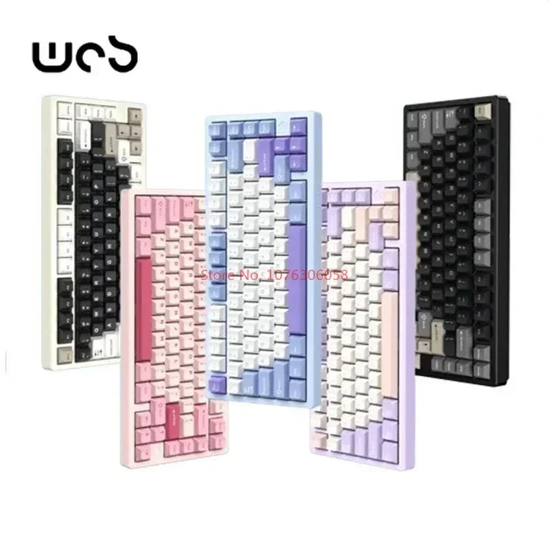 Wob Rainy75 Mechanical Keyboard Aluminum Alloy Bluetooth Wireless Three Mode 75% 81 Keys Hot Swap Gasket Rgb Gameing Keyboard