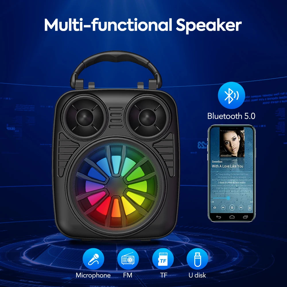 Vtin Fashion Karaoke Microphone Speaker Bluetooth 5.0 Subwoofer Speaker with Colorful Lights&TWS Function Long-lasting Playtime