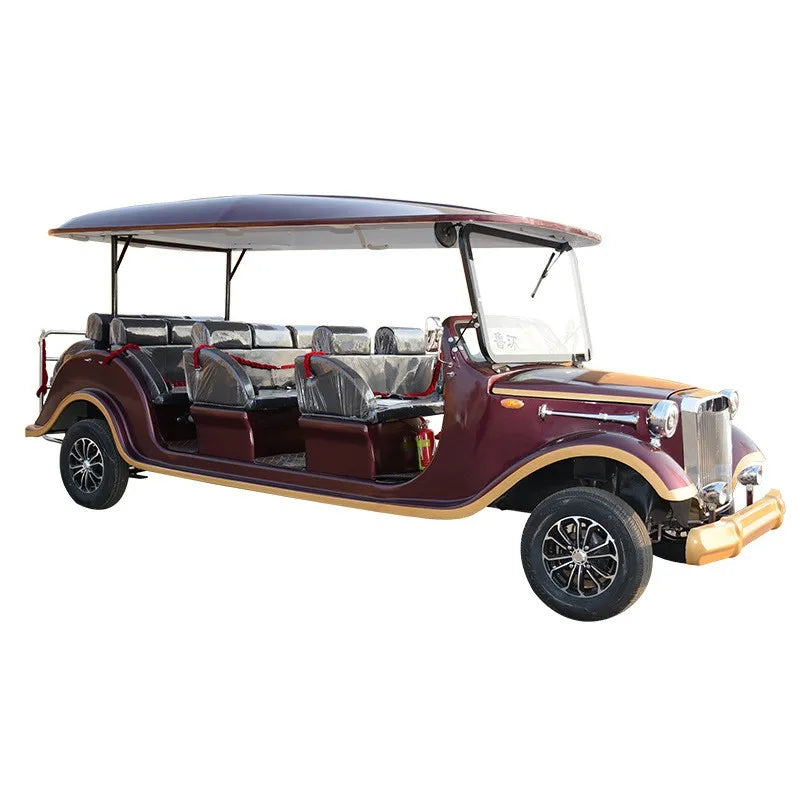 Bestselling Classic Vintage Electric Sightseeing Bus Car Retro Classical Auto 11 Seater with Rain Cover Golf Cart