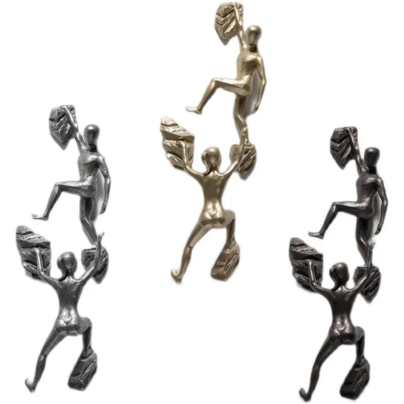 Rock Climbing Sculpture Statue Resin Living Room Home Decoration Wall Hanging Figure Sports Male Female Team Cooperation Gift