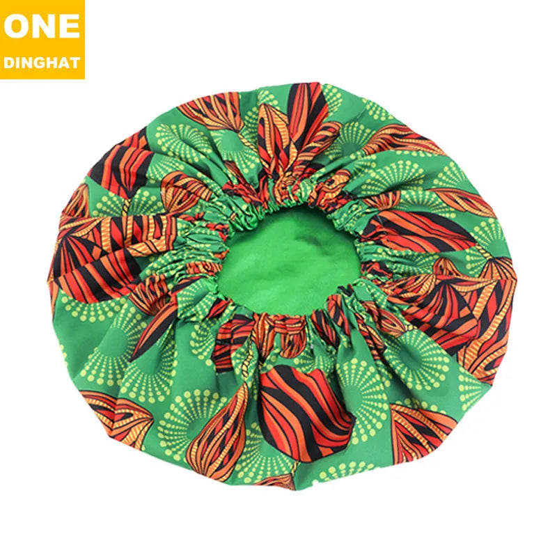 2020 New No. plus-Sized African Printing round Cap Double-Layer Satin Lining Wide Edge Nightcap Chemotherapy Hat