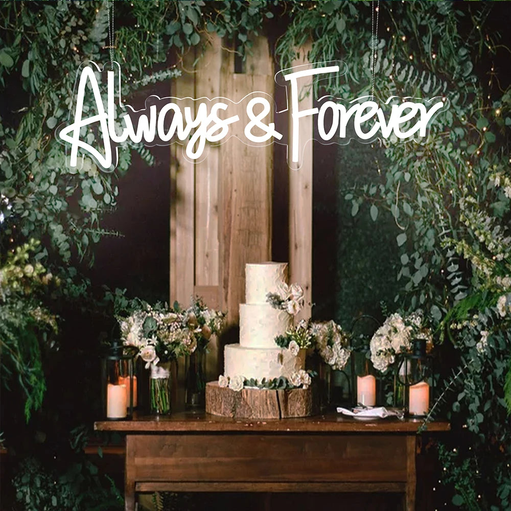 Neon Always & Forever Art Sign Wedding Proposal Favors 12v Bedroom Home Club Wall Decor Light Sign Dimmable