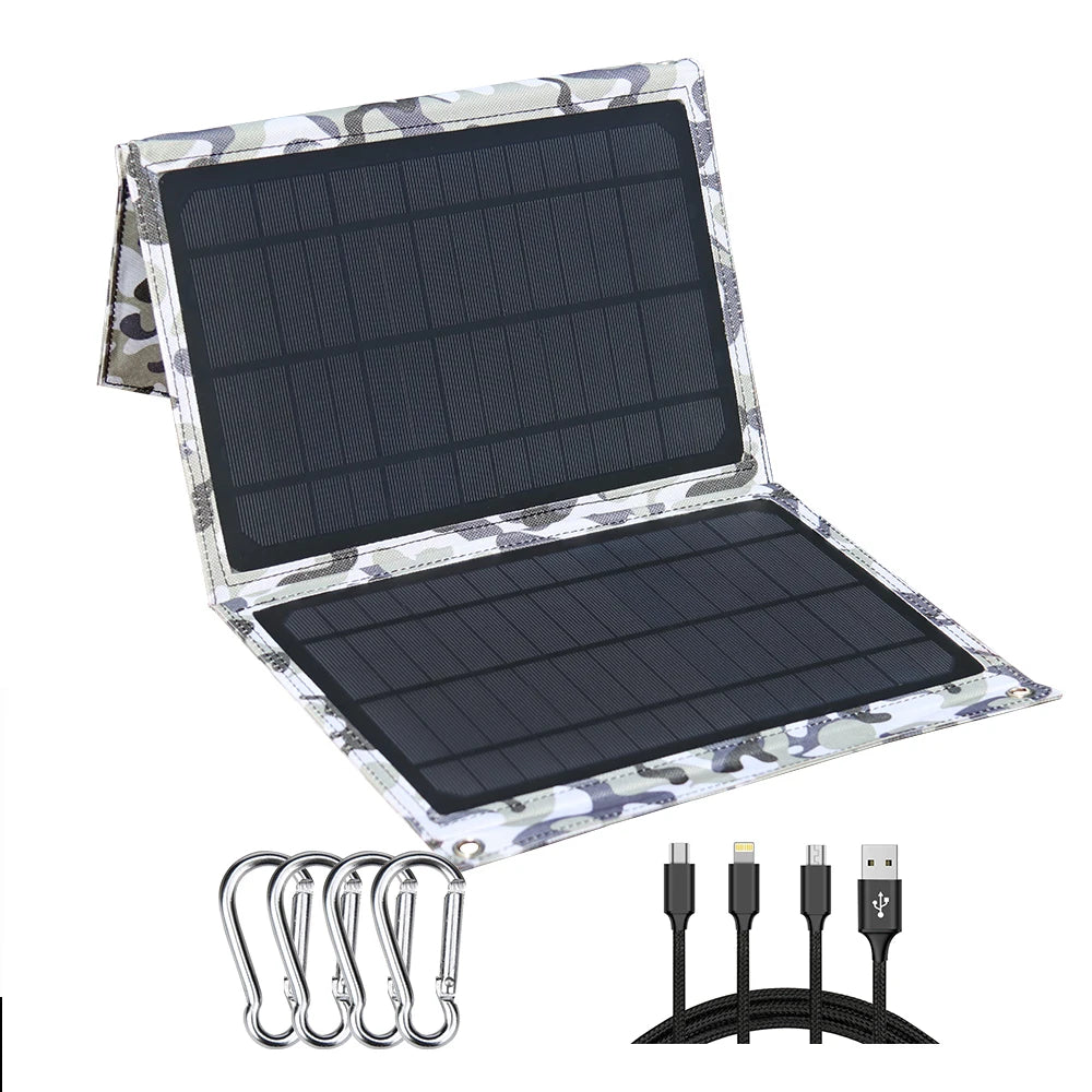 Portable Solar Charger Solar Panel 5V 15W for Mobile Phone Waterproof Foldable Solar Power Bank 5V Battery Outdoor Hiking