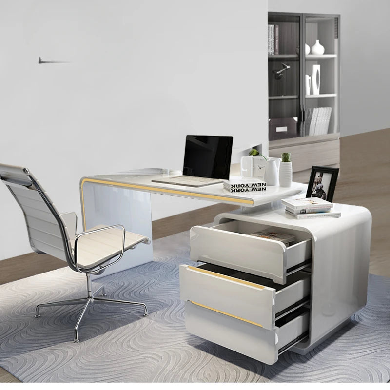 White Gadget Supplies Work Desk Table Wooden Makeup Computer Work Desk Modern Bench Escritorio Gaming Working Equipment ZT50WD