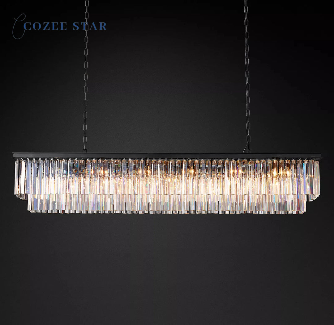 1920s Odeon Rectangular Chandeliers Lighting Modern LED Crystal Pendant Lights Fixture Dining Room Living Room Lamps Lustre