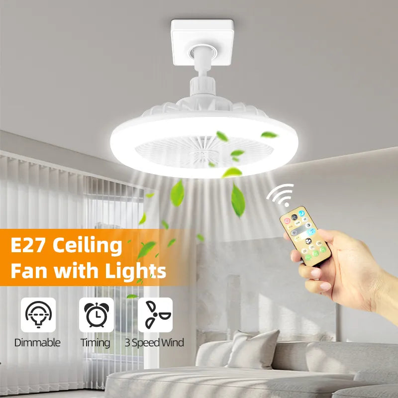 Luster Silent Ceiling Fan Light with Remote Lamp, E27 Control, Bedroom, Living, Home, Lighting Source, Ac85-265v  Ceiling Fan