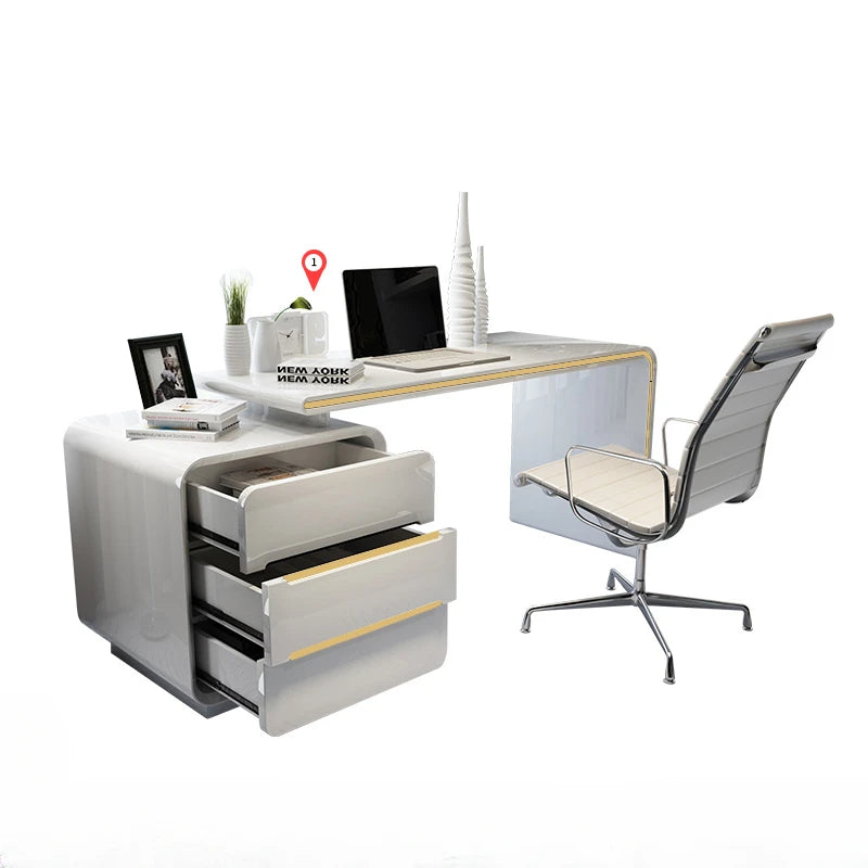 White Gadget Supplies Work Desk Table Wooden Makeup Computer Work Desk Modern Bench Escritorio Gaming Working Equipment ZT50WD