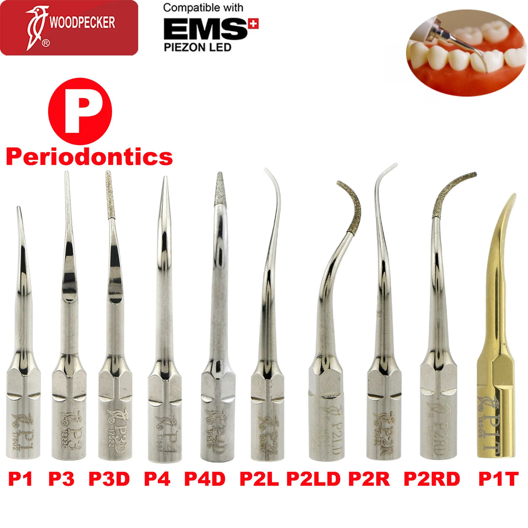 Woodpecker Dental Scaler Tips Ultrasonic Tooth Cleaning Machine Cutter Head Endo Perio Scaling Tips Fit EMS UDS Scaler Handpiece