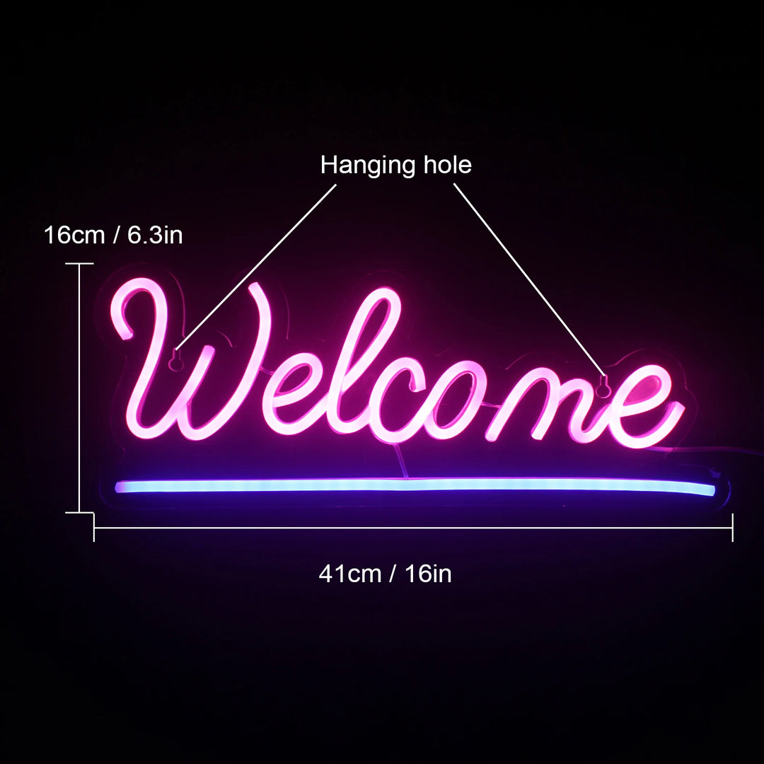 Welcome Neon Sign LED Neon Light for Business Light Storefront Window Glass Shop Florists Bar Salon Cafes Restaurant Pubs Party