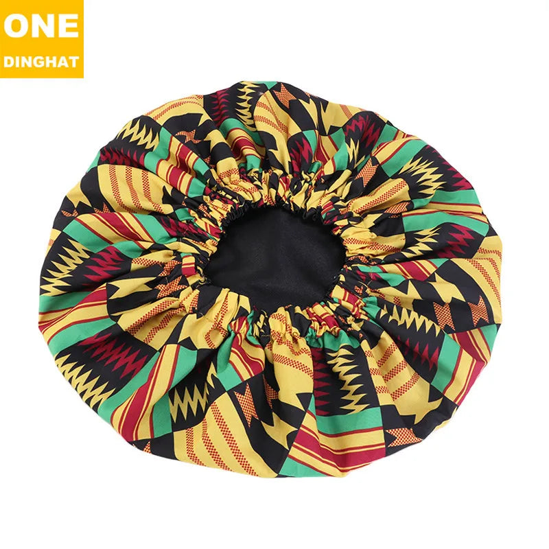 2020 New No. plus-Sized African Printing round Cap Double-Layer Satin Lining Wide Edge Nightcap Chemotherapy Hat