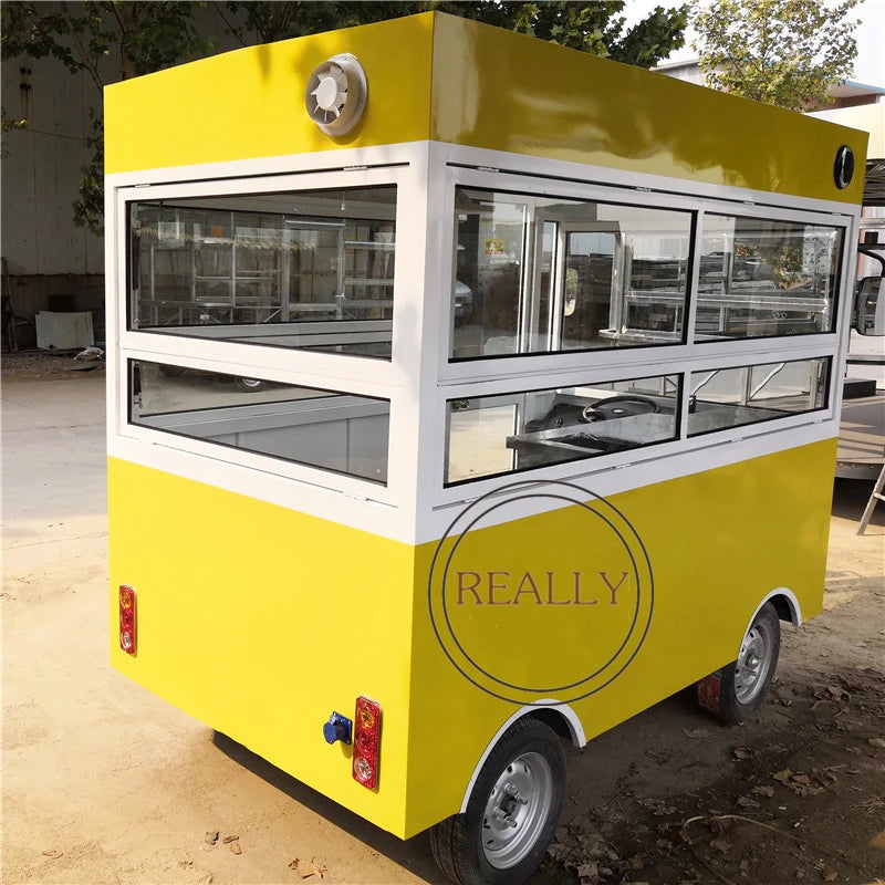 Street Mobile Fast Food Truck Coffee Bubble Tea Vending Kiosk With Catering Equipment Small Hotdog Square Dinning Car