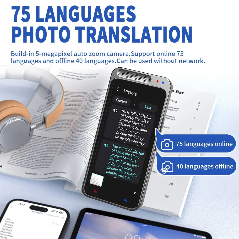 2024 New Z6 Portable Audio Translator 138 Language Smart Translator Offline in Real Time Smart Voice AI Voice Photo Hot Sale