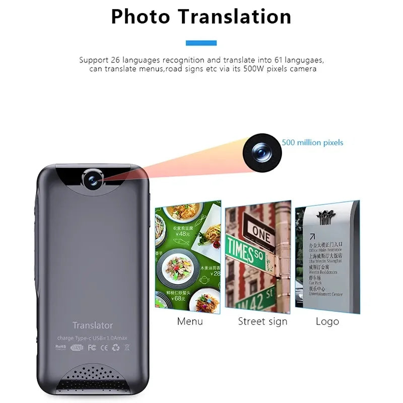 2024 New T7 Portable Audio Translator 138 Language Smart Translator Offline In Real Time Smart Voice AI Voice Photo Translator